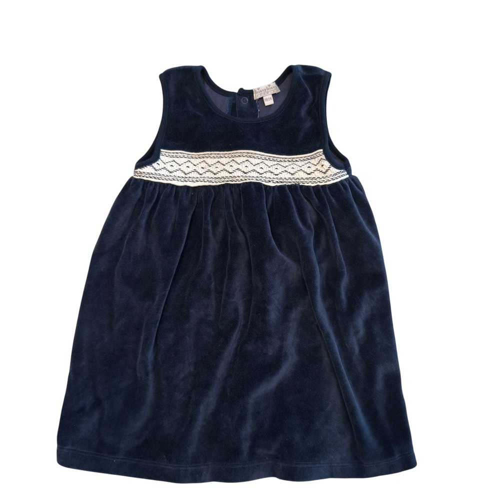 Kissy Kissy Velvet Dress‎ 18-24 Months Blue White Girls Party